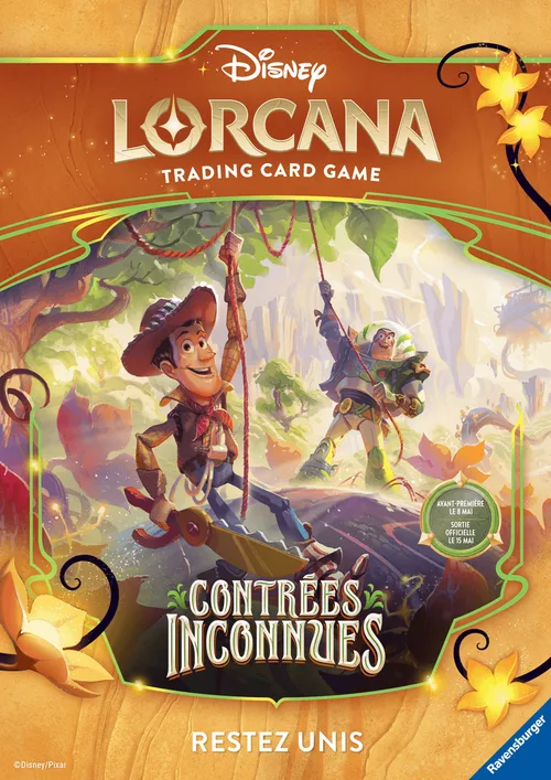 Affiche officielle pré-release Disney Lorcana Chapitre 12 Contrées Inconnues - Woody et Buzz dans la jungle