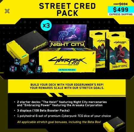 Palier Street Cred Pack à 499 dollars - 2 starters, 3 displays et un set de dés premium