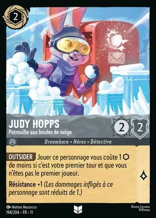 Judy Hopps Patrouille aux boules de neige - carte Outsider Rubis de Givresort S11