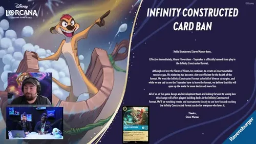 Slide officielle Infinity Constructed Card Ban : annonce du ban de Flaversham Fabricant de jouets rappelée lors du Lorecast du 2 avril 2026