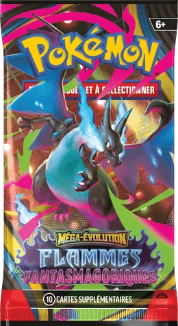 Booster Flammes Fantasmagoriques avec Méga-Dracaufeu en couverture, set ME02 JCC Pokémon