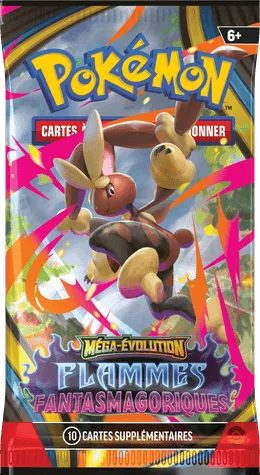 Booster Flammes Fantasmagoriques avec Méga-Lockpin en couverture, set ME02 JCC Pokémon