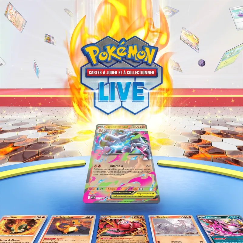 Key Art officiel du set Flammes Fantasmagoriques, deuxième extension Méga-Évolution du JCC Pokémon