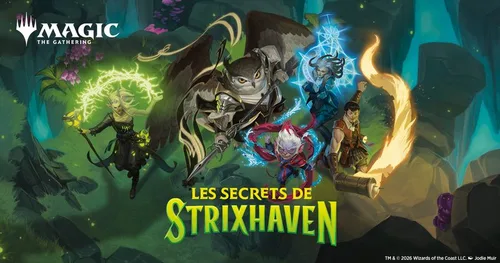 Key art officiel de l'extension Magic: The Gathering Les Secrets de Strixhaven - étudiants et magie à l'université d'Arcavios